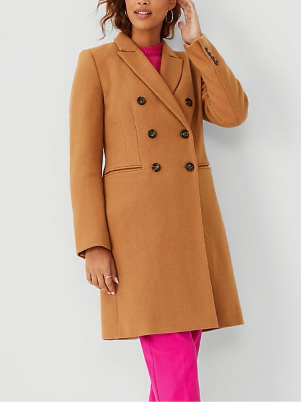 ANN TAYLOR CAMEL WOOL BLEND FLEUR CHESTERFIELD COAT MEDIUM